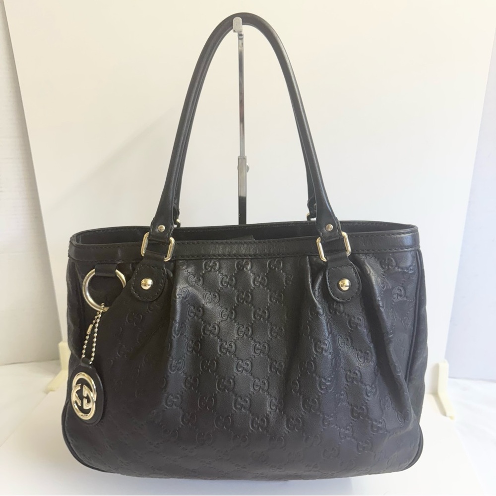 Gucci Black Embossed Leather Shoulder Bag
